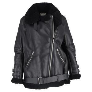 Acne Studios Shearling Aviator Jacket in Black Leather